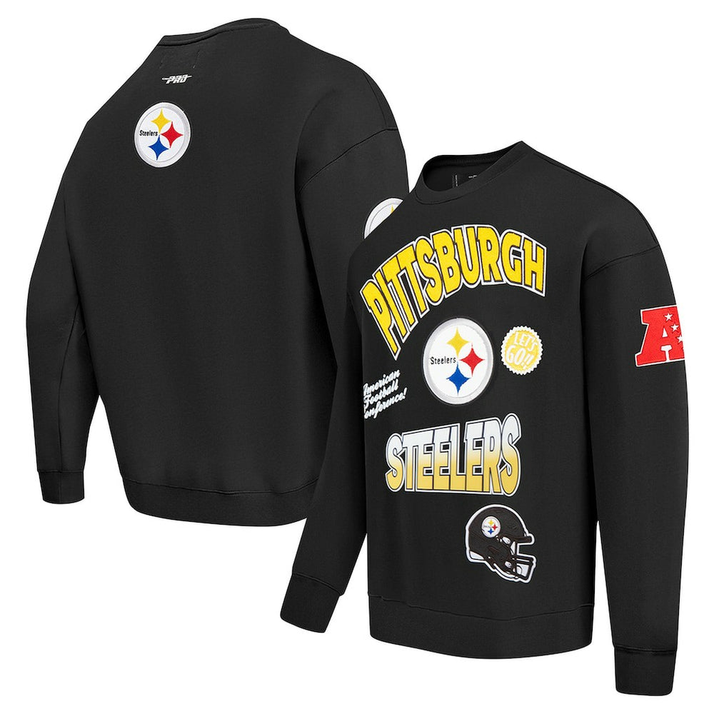 Pittsburgh Steelers Pro Standard Turn It Up Drop Shoulder Pullover Sweatshirt - Black Pullover
