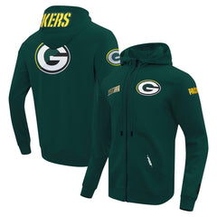 Green Bay Packers Pro Standard Split Logo Double Knit Full-Zip Hoodie - Green Hoodies