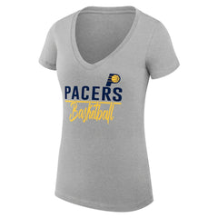 Indiana Pacers G-III 4Her by Carl Banks Women's Super-Slim Fit Lightweight Team Sport V-Neck T-Shirt Heather Gray