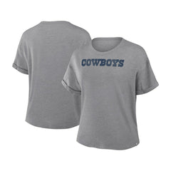 Dallas Cowboys Women's Swing Pass Tri-Blend Boxy T-Shirt - Heather Gray T-shirts