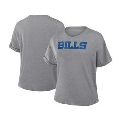 Buffalo Bills Women's Swing Pass Tri-Blend Boxy T-Shirt - Heather Gray T-shirts