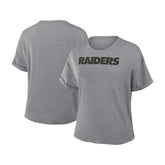 Las Vegas Raiders Women's Swing Pass Tri-Blend Boxy T-Shirt - Heather Gray T-shirts