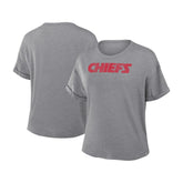 Kansas City Chiefs Women's Swing Pass Tri-Blend Boxy T-Shirt - Heather Gray T-shirts