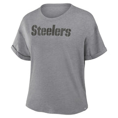 Pittsburgh Steelers Women's Swing Pass Tri-Blend Boxy T-Shirt - Heather Gray T-shirts