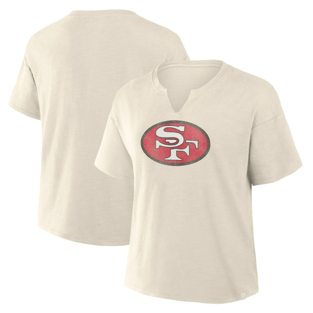 San Francisco 49ers Women's Trick Play Slub Boxy T-Shirt - Cream T-shirts