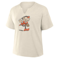 Cleveland Browns Women's Trick Play Slub Boxy T-Shirt - Cream T-shirts
