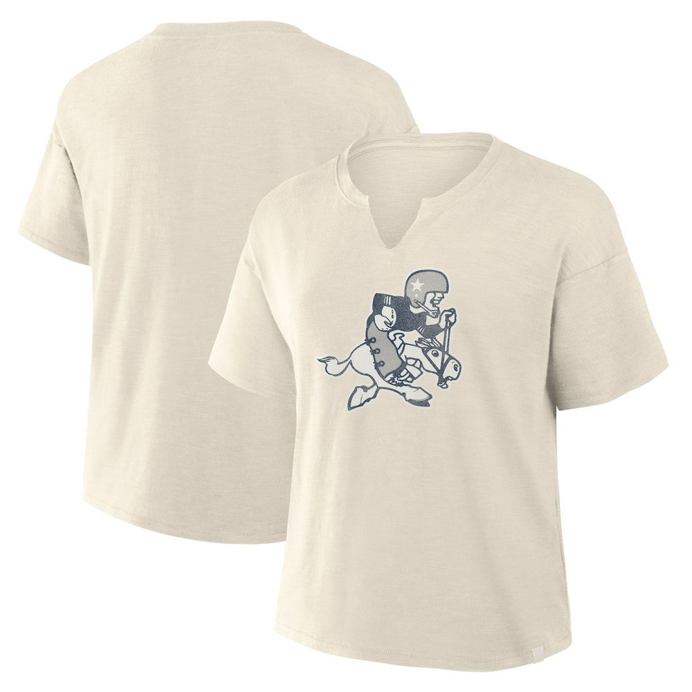 Dallas Cowboys Women's Trick Play Slub Boxy T-Shirt - Cream T-shirts