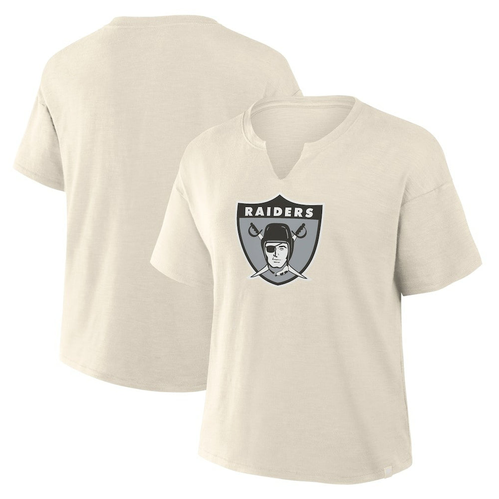 Las Vegas Raiders Women's Trick Play Slub Boxy T-Shirt - Cream T-shirts