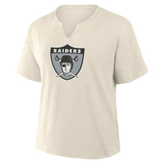 Las Vegas Raiders Women's Trick Play Slub Boxy T-Shirt - Cream T-shirts