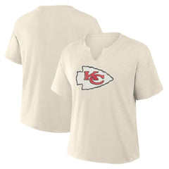 Kansas City Chiefs Women's Trick Play Slub Boxy T-Shirt - Cream T-shirts