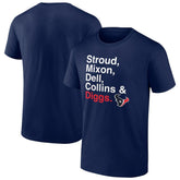 Houston Texans Stroud, Mixon, Dell, Collins & Diggs T-Shirt - Navy T-shirts