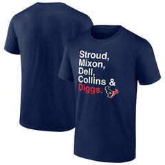 Houston Texans Stroud, Mixon, Dell, Collins & Diggs T-Shirt - Navy T-shirts