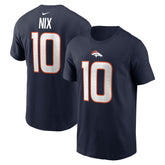 Bo Nix Denver Broncos Player Name & Number T-Shirt - Navy T-shirts