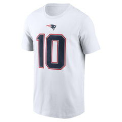 Drake Maye New England Patriots Player Name & Number T-Shirt - White T-shirts