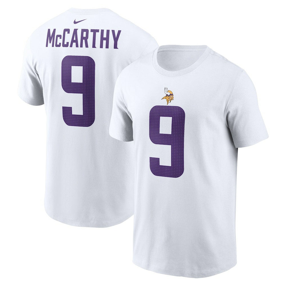 J.J. McCarthy Minnesota Vikings Player Name & Number T-Shirt - White T-shirts