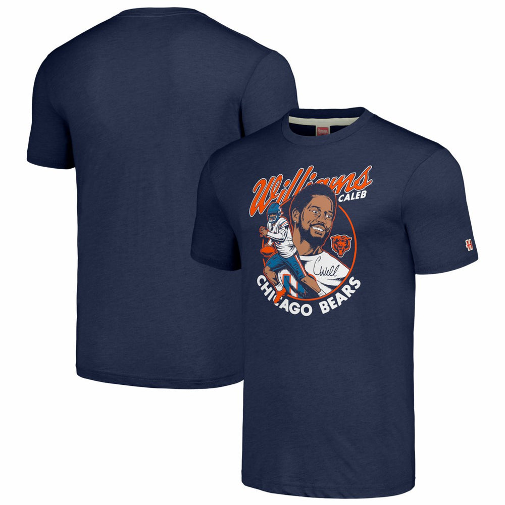 Caleb Williams Chicago Bears Homage Unisex Caricature Player Tri-Blend T-Shirt - Navy T-shirts