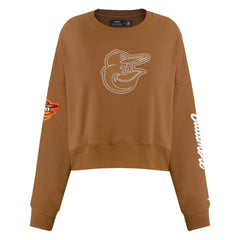 Baltimore Orioles Pro Standard Women's Paint The City Pullover Cropped Sweatshirt - Brown Pullover