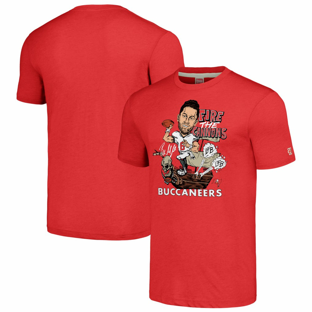 Baker Mayfield Tampa Bay Buccaneers Homage Unisex Caricature Player Graphic Tri-Blend T-Shirt - Red T-shirts