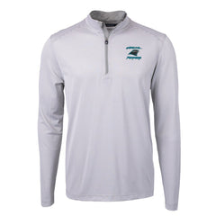 Carolina Panthers Cutter & Buck Virtue Eco Pique Micro Stripe Recycled Quarter-Zip Jacket - Gray Jackets