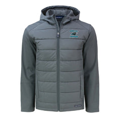 Carolina Panthers Cutter & Buck Evoke Hybrid Eco Softshell Recycled Full-Zip Hoodie Jacket - Gray Hoodies