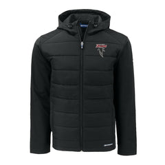 Atlanta Falcons Cutter & Buck Evoke Hybrid Eco Softshell Recycled Full-Zip Hoodie Jacket - Black Hoodies