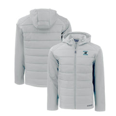 Carolina Panthers Cutter & Buck Evoke Hybrid Eco Softshell Recycled Full-Zip Hoodie Jacket - Light Gray Hoodies