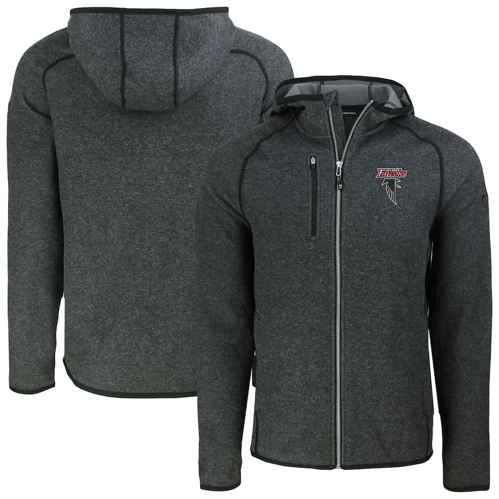 Atlanta Falcons Cutter & Buck Mainsail Hoodie Raglan Full-Zip Jacket - Heather Charcoal Hoodies