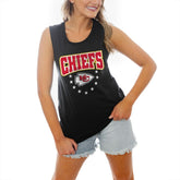 Kansas City Chiefs Gameday Couture Women's Baby You're A Star Racerback Scoop Neck Tapered Tank Top - Black Tops