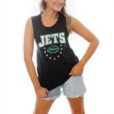 New York Jets Gameday Couture Women's Baby You're A Star Racerback Scoop Neck Tapered Tank Top - Black Tops