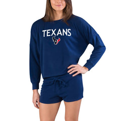 Houston Texans Concepts Sport Women's Gather Long Sleeve Top & Shorts Set - Navy Tops