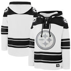 Pittsburgh Steelers '47 After Image Superior Lacer Pullover Hoodie - White Hoodies