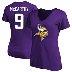 J.J. McCarthy Minnesota Vikings Women's Plus Size Fair Catch Name & Number Scoop Neck T-Shirt - Purple T-shirts