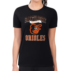 Baltimore Orioles G-III 4Her by Carl Banks Women's Super-Slim Fit Lightweight Team Logo Graphic T-Shirt - Black T-shirts