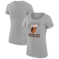 Baltimore Orioles G-III 4Her by Carl Banks Women's Super-Slim Fit Lightweight Team Logo Graphic T-Shirt - Heather Gray T-shirts