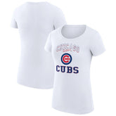Chicago Cubs G-III 4Her by Carl Banks Women's Super-Slim Fit Lightweight Team Logo Graphic T-Shirt - White T-shirts