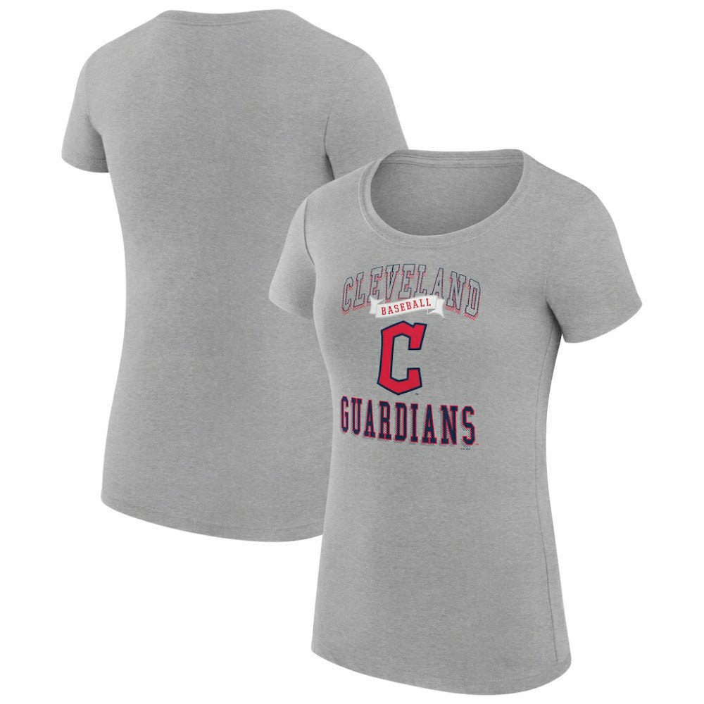Cleveland Guardians G-III 4Her by Carl Banks Women's Super-Slim Fit Lightweight Team Logo Graphic T-Shirt - Heather Gray T-shirts