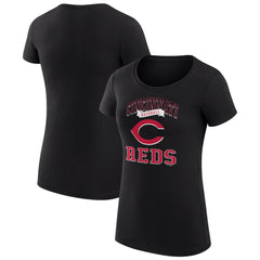 Cincinnati Reds G-III 4Her by Carl Banks Women's Super-Slim Fit Lightweight Team Logo Graphic T-Shirt - Black T-shirts
