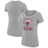 Philadelphia Phillies G-III 4Her by Carl Banks Women's Super-Slim Fit Lightweight Team Logo Graphic T-Shirt - Heather Gray T-shirts