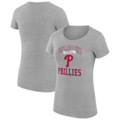 Philadelphia Phillies G-III 4Her by Carl Banks Women's Super-Slim Fit Lightweight Team Logo Graphic T-Shirt - Heather Gray T-shirts