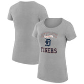 Detroit Tigers G-III 4Her by Carl Banks Women's Super-Slim Fit Lightweight Team Logo Graphic T-Shirt - Heather Gray T-shirts