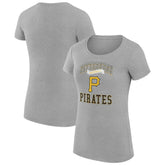 Pittsburgh Pirates G-III 4Her by Carl Banks Women's Super-Slim Fit Lightweight Team Logo Graphic T-Shirt - Heather Gray T-shirts