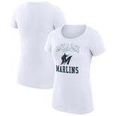 Miami Marlins G-III 4Her by Carl Banks Women's Super-Slim Fit Lightweight Team Logo Graphic T-Shirt - White T-shirts