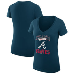 Atlanta Braves G-III 4Her by Carl Banks Women's Super-Slim Fit Lightweight Team Logo Graphic V-Neck T-Shirt - Navy T-shirts