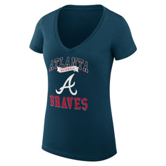 Atlanta Braves G-III 4Her by Carl Banks Women's Super-Slim Fit Lightweight Team Logo Graphic V-Neck T-Shirt - Navy T-shirts
