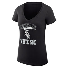 Chicago White Sox G-III 4Her by Carl Banks Women's Super-Slim Fit Lightweight Team Logo Graphic V-Neck T-Shirt - Black T-shirts