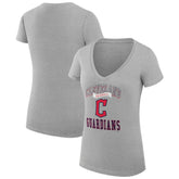 Cleveland Guardians G-III 4Her by Carl Banks Women's Super-Slim Fit Lightweight Team Logo Graphic V-Neck T-Shirt - Heather Gray T-shirts