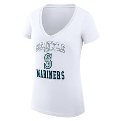 Seattle Mariners G-III 4Her by Carl Banks Women's Super-Slim Fit Lightweight Team Logo Graphic V-Neck T-Shirt - White T-shirts