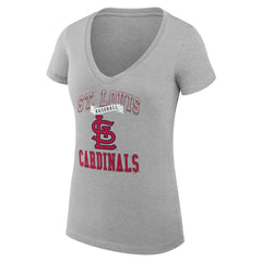 St. Louis Cardinals G-III 4Her by Carl Banks Women's Super-Slim Fit Lightweight Team Logo Graphic V-Neck T-Shirt - Heather Gray T-shirts