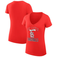 St. Louis Cardinals G-III 4Her by Carl Banks Women's Super-Slim Fit Lightweight Team Logo Graphic V-Neck T-Shirt - Red T-shirts