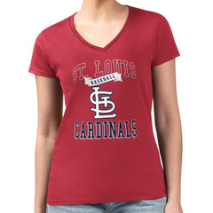 St. Louis Cardinals G-III 4Her by Carl Banks Women's Super-Slim Fit Lightweight Team Logo Graphic V-Neck T-Shirt - Red T-shirts